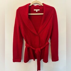 Cabi | Red Belted Cardigan | Merino Wool